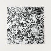 Abstracte naadloze zwarte en witte strips wandkleed (Voorkant (horizontaal))