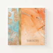 Abstracte naam van de Gold Oranje Turquoise Waterv Notitieboek (Achterkant)