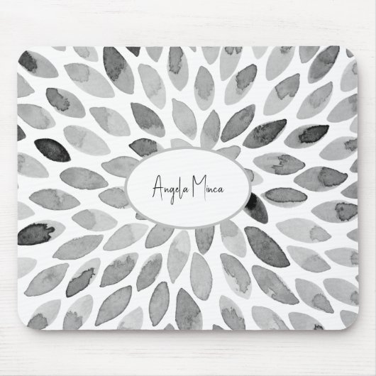 Abstracte naam voor zwarte en witte penseelstreken muismat (Voorkant)