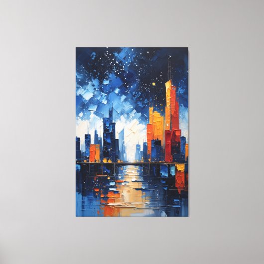 Abstracte Nacht Silhouette Impasto Canvas Print (Voorkant)