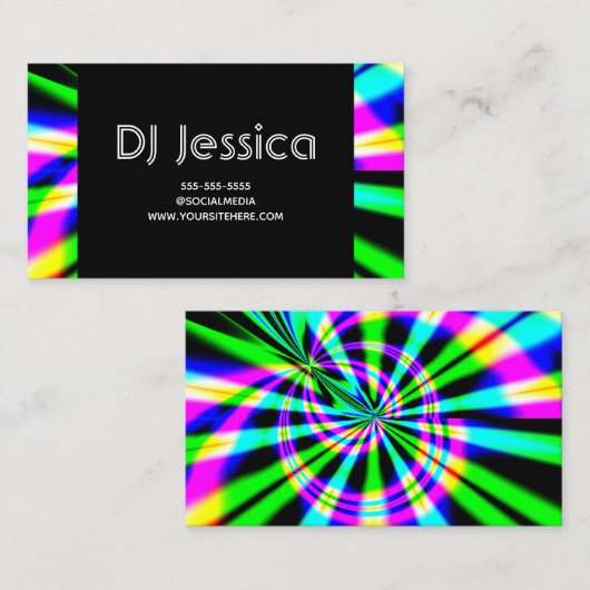 Abstracte nachtclub Neon Lights DJ Visitekaartje (Voorkant / Achterkant)