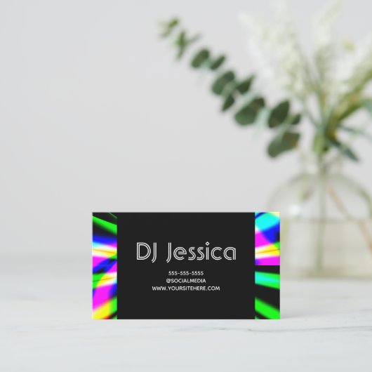 Abstracte nachtclub Neon Lights DJ Visitekaartje (Staand voorkant)