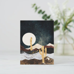 Abstracte nachtelijke woestijnhemel met gouden cac briefkaart