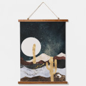 Abstracte nachtelijke woestijnhemel met gouden cac hangend wandkleed (Voorkant)