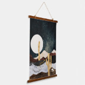 Abstracte nachtelijke woestijnhemel met gouden cac hangend wandkleed (Gebogen)