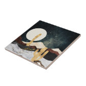 Abstracte nachtelijke woestijnhemel met gouden cac tegeltje (Zijkant)