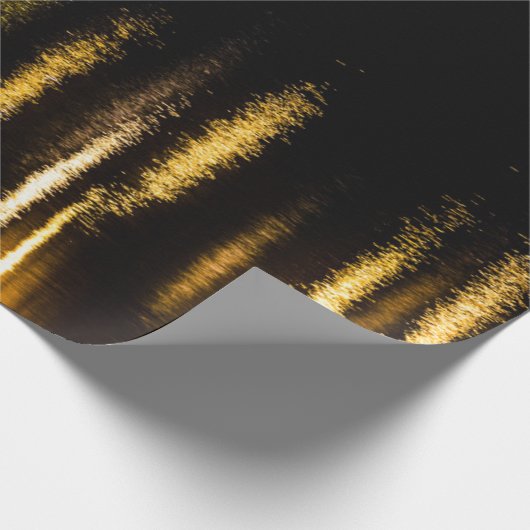 Abstracte nachtlampen zee glanzend goud zwart cadeaupapier (Hoek)