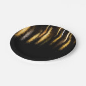 Abstracte nachtlampen zee glanzend goud zwart papieren bordje (Gekanteld)