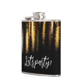 Abstracte nachtlampen zee glanzend goud zwarte par heupfles (Links)