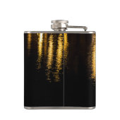 Abstracte nachtlampen zee glanzend goud zwarte par heupfles (Achterkant)