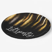 Abstracte nachtlampen zee glanzend goud zwarte par papieren bordje (Gekanteld)