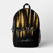 Abstracte nachtlampjes zee goud zwart Aangepaste n Bedrukte Rugzak (Voorkant)