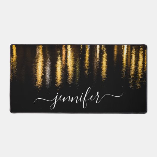 Abstracte nachtlampjes zee goud zwart Custom Name Bureaumat (Voorkant)