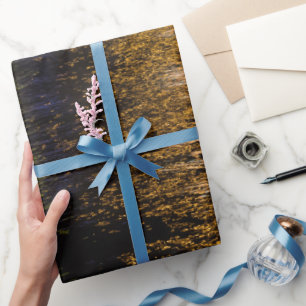 Abstracte nachtverlichting zee glanzend bronzen re cadeaupapier