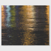 Abstracte nachtverlichting zee glanzend bronzen re cadeaupapier (Vlak)