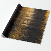 Abstracte nachtverlichting zee glanzend bronzen re cadeaupapier (Uitgerold)