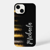 Abstracte nachtverlichting zee glanzend goud zwart iPhone hoesje (Achterkant)