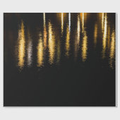 Abstracte nachtverlichting zee glanzend goudreflec cadeaupapier (Vlak)