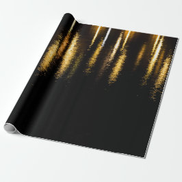 Abstracte nachtverlichting zee glanzend goudreflec cadeaupapier