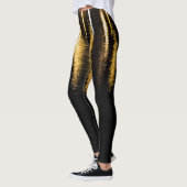 Abstracte nachtverlichting zee glanzend goudreflec leggings (Links)
