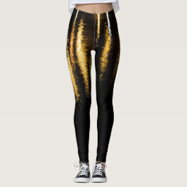 Abstracte nachtverlichting zee glanzend goudreflec leggings
