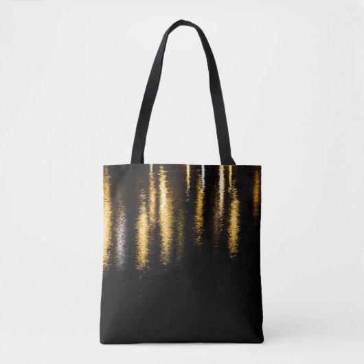 Abstracte nachtverlichting zee glanzend goudreflec tote bag (Voorkant)