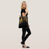 Abstracte nachtverlichting zee glanzend goudreflec tote bag (Op model)
