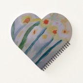 Abstracte Narcissen Hart Notebook Notitieboek (Achterkant)