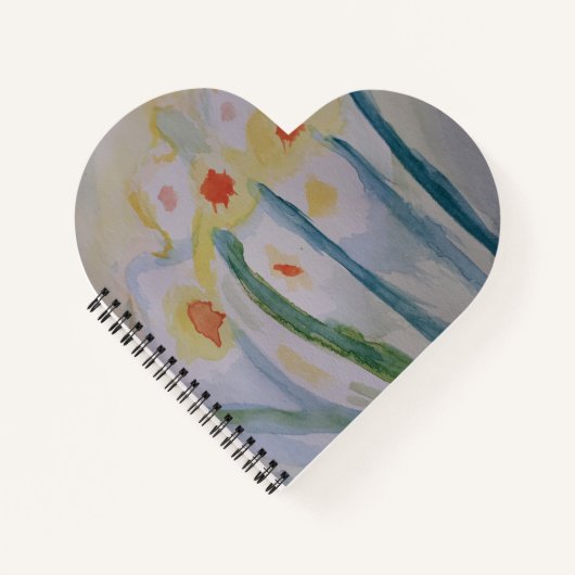 Abstracte Narcissen Hart Notebook Notitieboek (Voorkant)