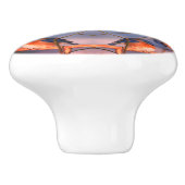 Abstracte Natuur blauwvogel Keramische Knop (Zijkant)