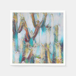 Abstracte Natuur Cactus in Aqua Blues Decoupage Servet