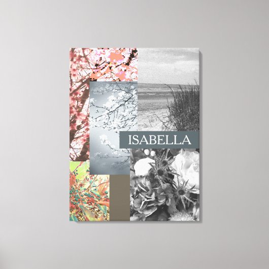 Abstracte Natuur in Collage Aangepaste naam en tek Canvas Afdruk (Voorkant)