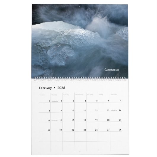 Abstracte natuur kalender (Feb 2026)