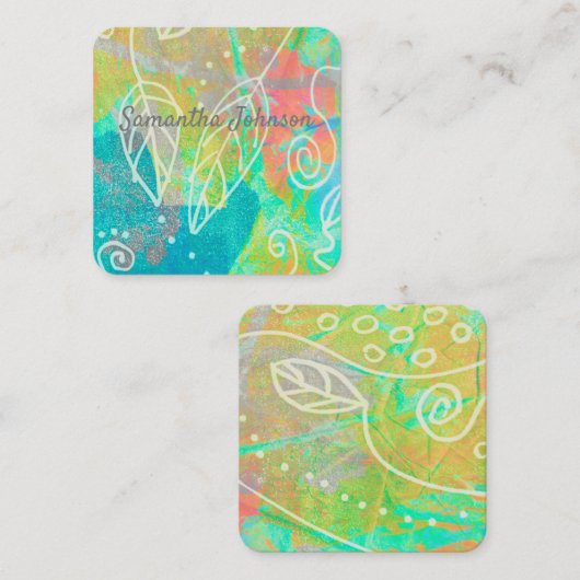 abstracte natuur kunst dubbelzijdig op maat vierkante visitekaartje (Voorkant / Achterkant)
