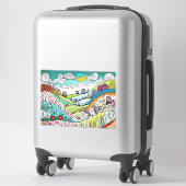Abstracte Natuur Line Art Doodle van het plattelan Sticker (Koffer)