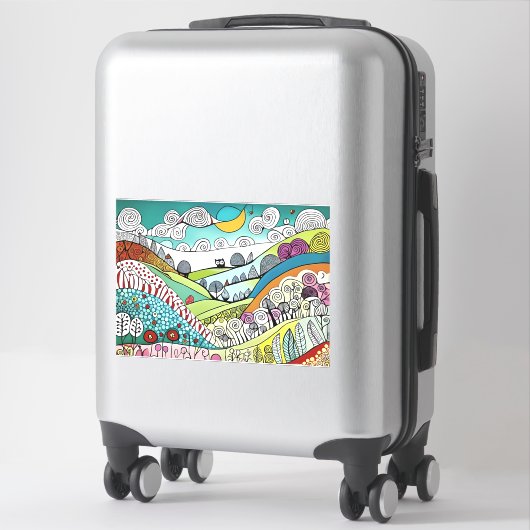 Abstracte Natuur Line Art Doodle van het plattelan Sticker (Koffer)