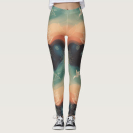 Abstracte Natuur: Minimalistisch Lotus- en Vogelon Leggings