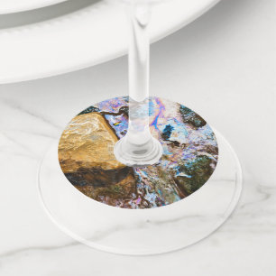 abstracte natuur stille water wijnglas label