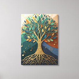 Abstracte Natuur Symfonie Boom van Muziek Canvas W Afdruk