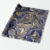 Abstracte Natuur van de anatomie Cell Gold Blue Na Cadeaupapier (Uitgerold)