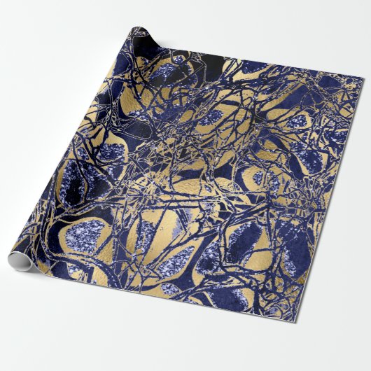 Abstracte Natuur van de anatomie Cell Gold Blue Na Cadeaupapier (Uitgerold)