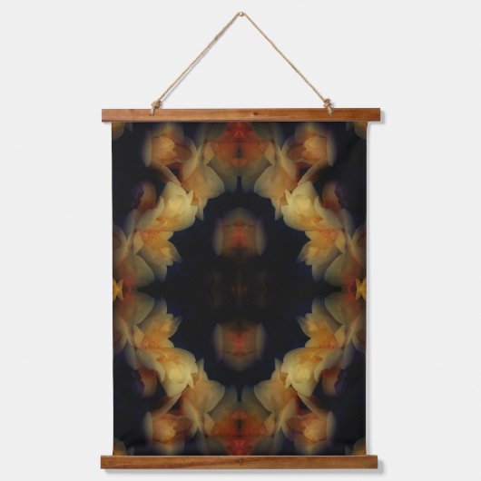Abstracte Natuur Yellow Rose Flowers Art Hangend Wandkleed (Voorkant)