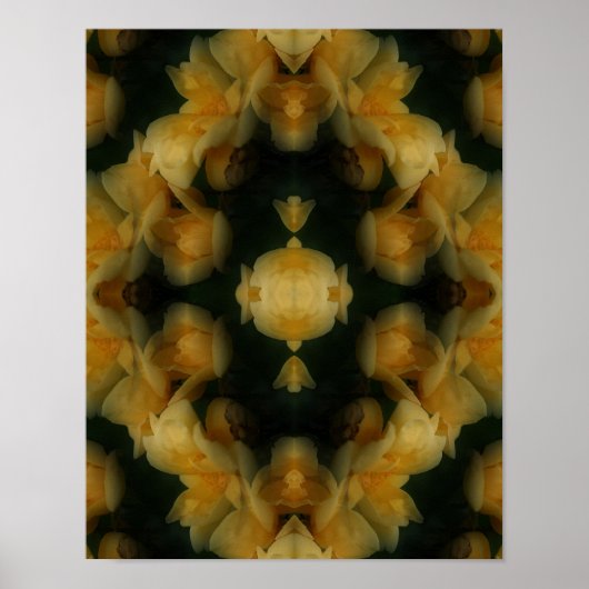 Abstracte Natuur Yellow Rose Flowers Art Poster (Voorkant)