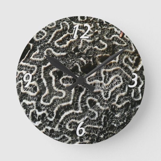 Abstracte Natuur Zwart-witkoraal II Foto Ronde Klok (Voorkant)