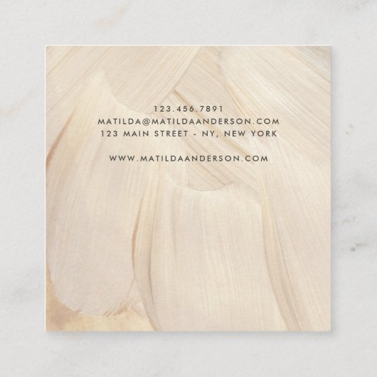 Abstracte natuurlijke legant neutraal vierkante visitekaartje (Achterkant)