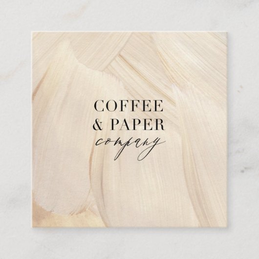 Abstracte natuurlijke legant neutraal vierkante visitekaartje (Voorkant)