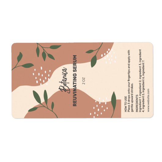 Abstracte natuurserumdruppelflaconlabels etiket (Voorkant)