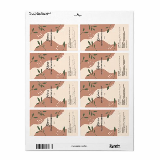 Abstracte natuurserumdruppelflaconlabels etiket (Full Sheet)