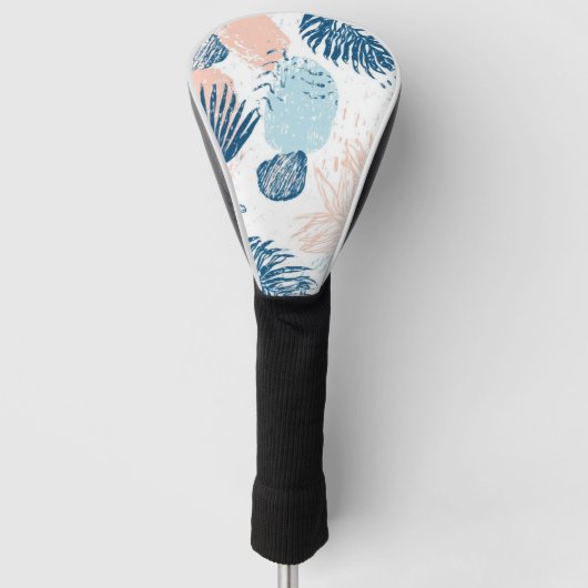 Abstracte Nautilus Strand Blauw Perzik Vervuild (1 Golfheadcover (Voorkant)