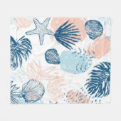 Abstracte Nautilus Strand Blauwe Perzik Vervuild ( Fleece Deken (Voorkant (Horizontaal))